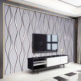 Light Grey Modern Geometric Wavy Striped Wallpaper