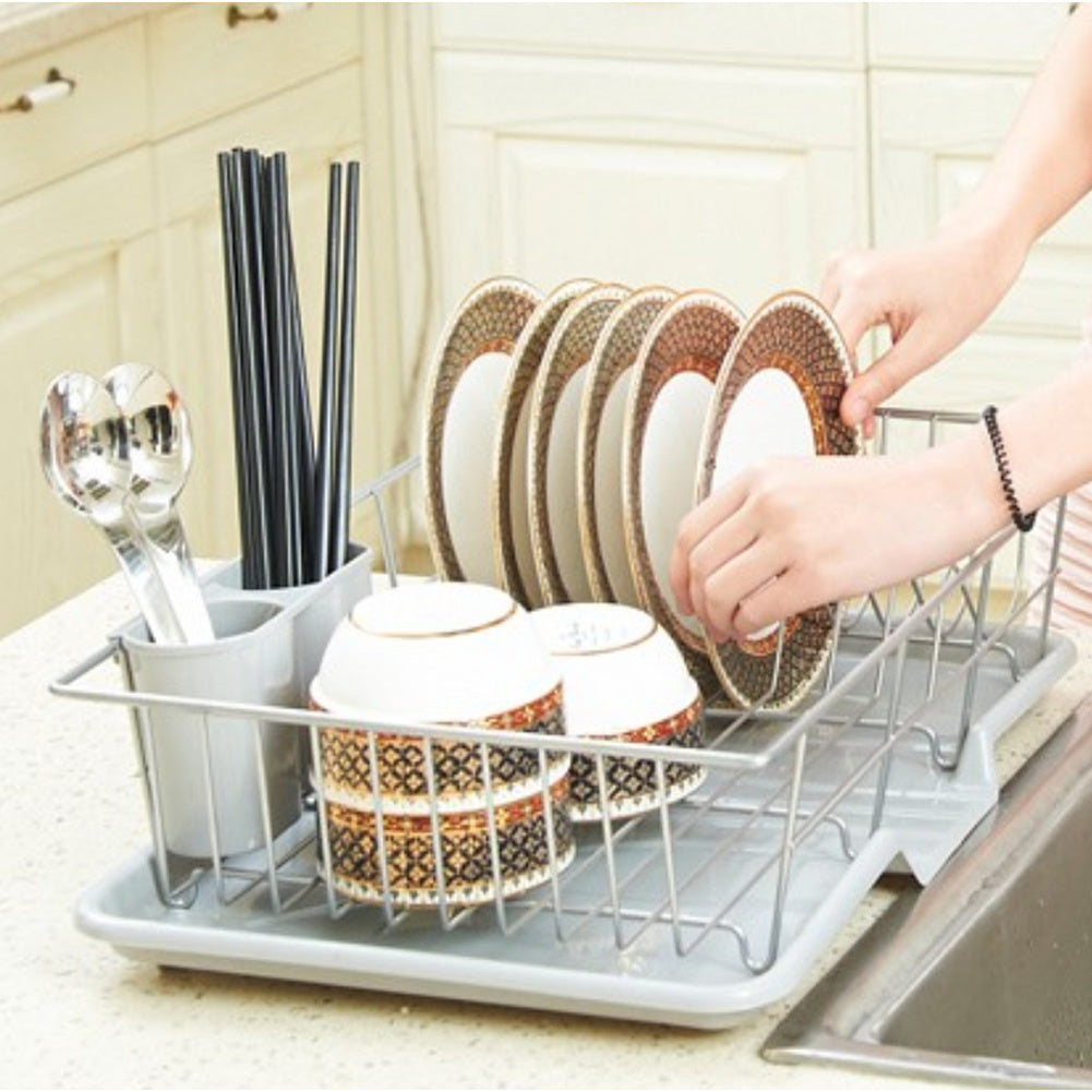 Large Dish Drying Rack with raining Tray Cutlery Holder