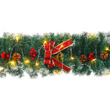 270CM Christmas 50 LED Light Up Xmas Decor Hanging Rattan, Red bowknot And Golden Bell