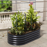 Anthracite 160cm Oval Shaped Galvanized Steel Raised Garden Bed