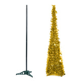Gold Collapsible Pop Up Tinsel Christmas Tree with Base 1.2M