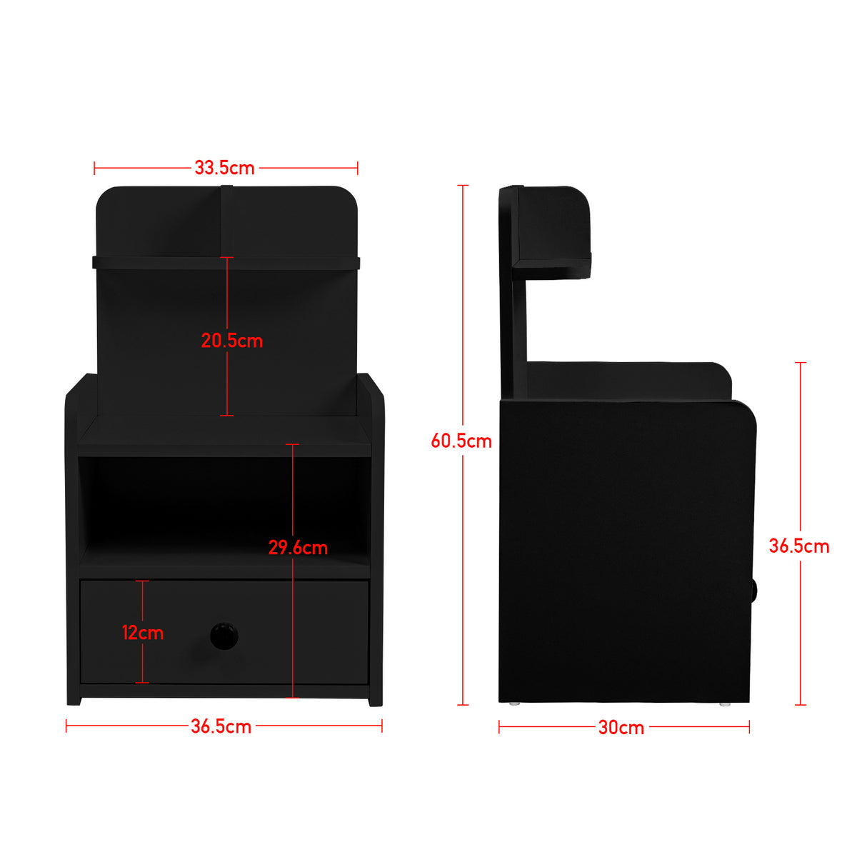 Wood Bedside Table Nightstand with Shelf and Drawer Storage