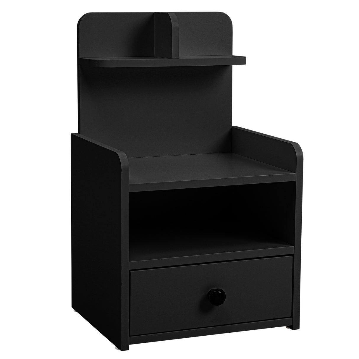 Wood Bedside Table Nightstand with Shelf and Drawer Storage