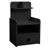 Wood Bedside Table Nightstand with Shelf and Drawer Storage