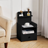 Wood Bedside Table Nightstand with Shelf and Drawer Storage