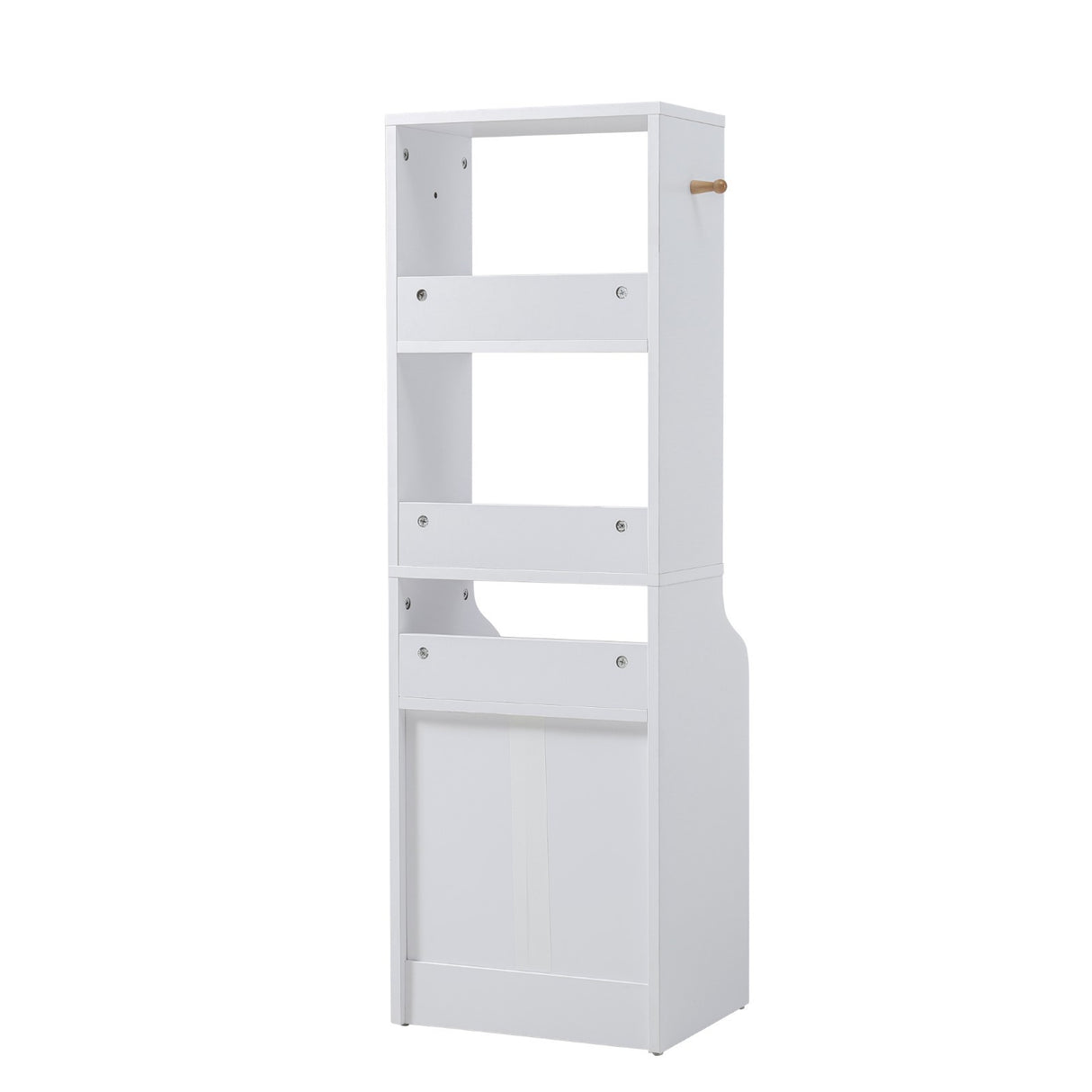 White Slim Storage Shelving Unit with 3 Tier Bookshelf Lockable Drawer