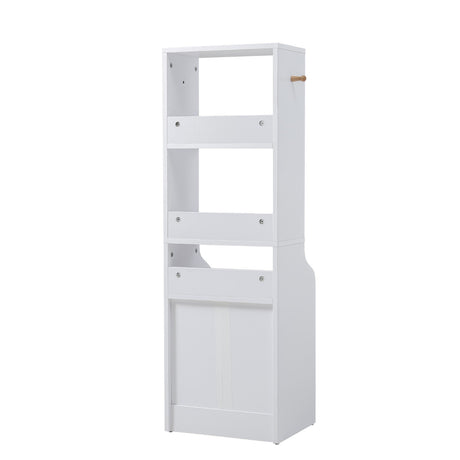White Slim Storage Shelving Unit with 3 Tier Bookshelf Lockable Drawer