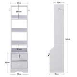 White Slim Storage Unit with 4 Tier Bookshelf Lockable Drawer