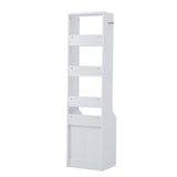 White Slim Storage Unit with 4 Tier Bookshelf Lockable Drawer