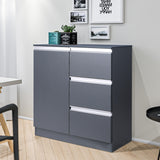 Grey Durable Sideboard Storage Cabinet with Drawers and Shelves