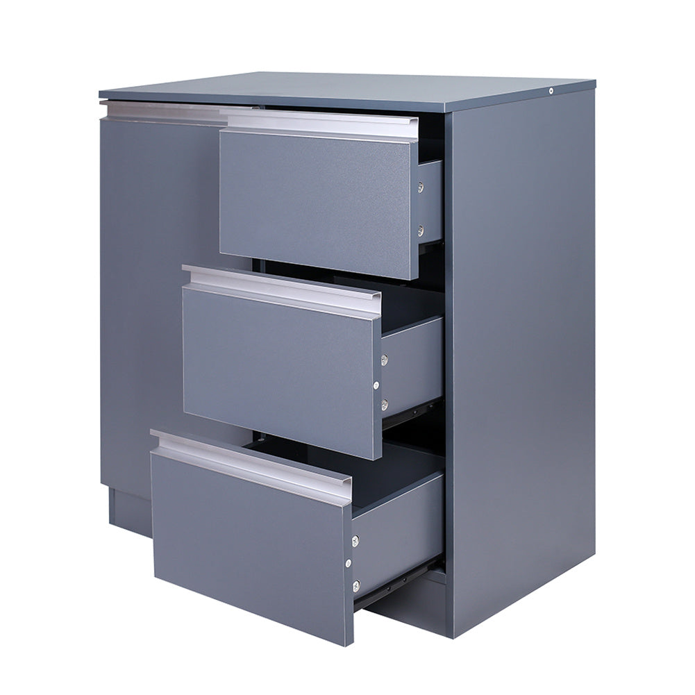 Grey Durable Sideboard Storage Cabinet with Drawers and Shelves