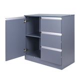 Grey Durable Sideboard Storage Cabinet with Drawers and Shelves
