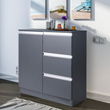 Grey Durable Sideboard Storage Cabinet with Drawers and Shelves
