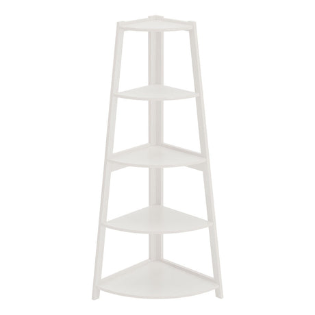 5-Tier Ladder Shaped Corner Shelf E1 MDF White Storage Unit