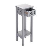 French Style Small Slim Accent Console Wood Side Table with Drawer and Shelf