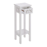 French Style Small Slim Accent Console Wood Side Table with Drawer and Shelf