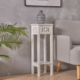 French Style Small Slim Accent Console Wood Side Table with Drawer and Shelf
