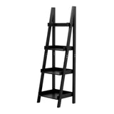 4 Tier Ladder Shelf Black Freestanding MDF Storage Shelf