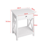 Vintage X Frame Wooden Nightstand Side Table with Drawer