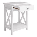 Vintage X Frame Wooden Nightstand Side Table with Drawer
