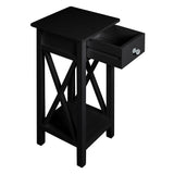 Vintage Wooden Slim Nightstand Side Table with Drawer