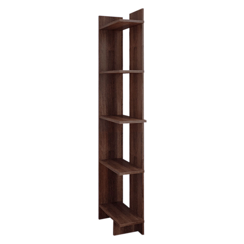 5-Tier Corner Bookshelf Space-Saving MDF Bookcase Storage Shelf