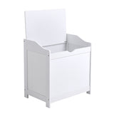 White Wooden Lift Top Kids Durable Toy Storage Chest