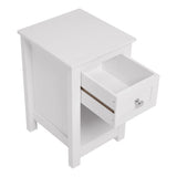 Wooden Bedside Table with Drawer Shelf Storage