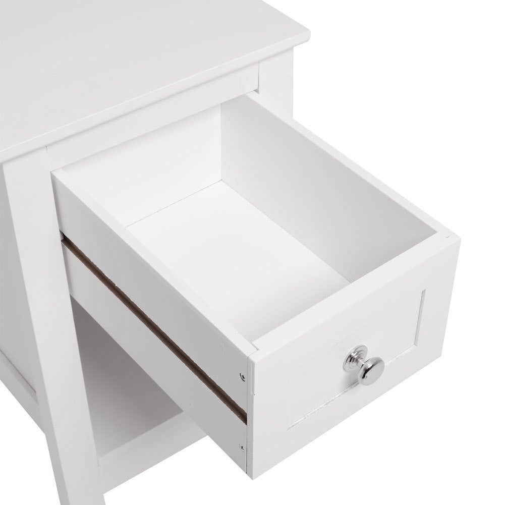Wooden Bedside Table with Drawer Shelf Storage