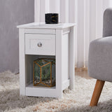Wooden Bedside Table with Drawer Shelf Storage