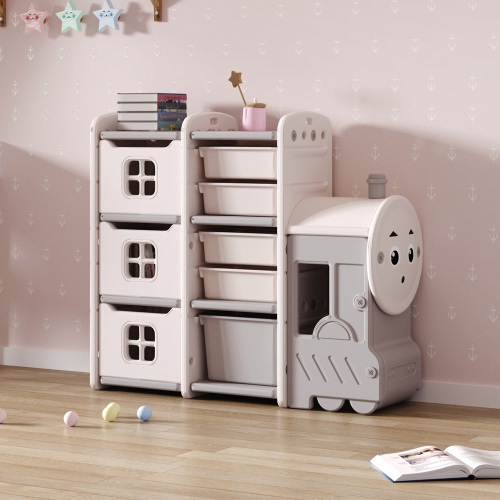 Kids Train Durable Storage Cabinet Multi Tier Drawers and Cabinets