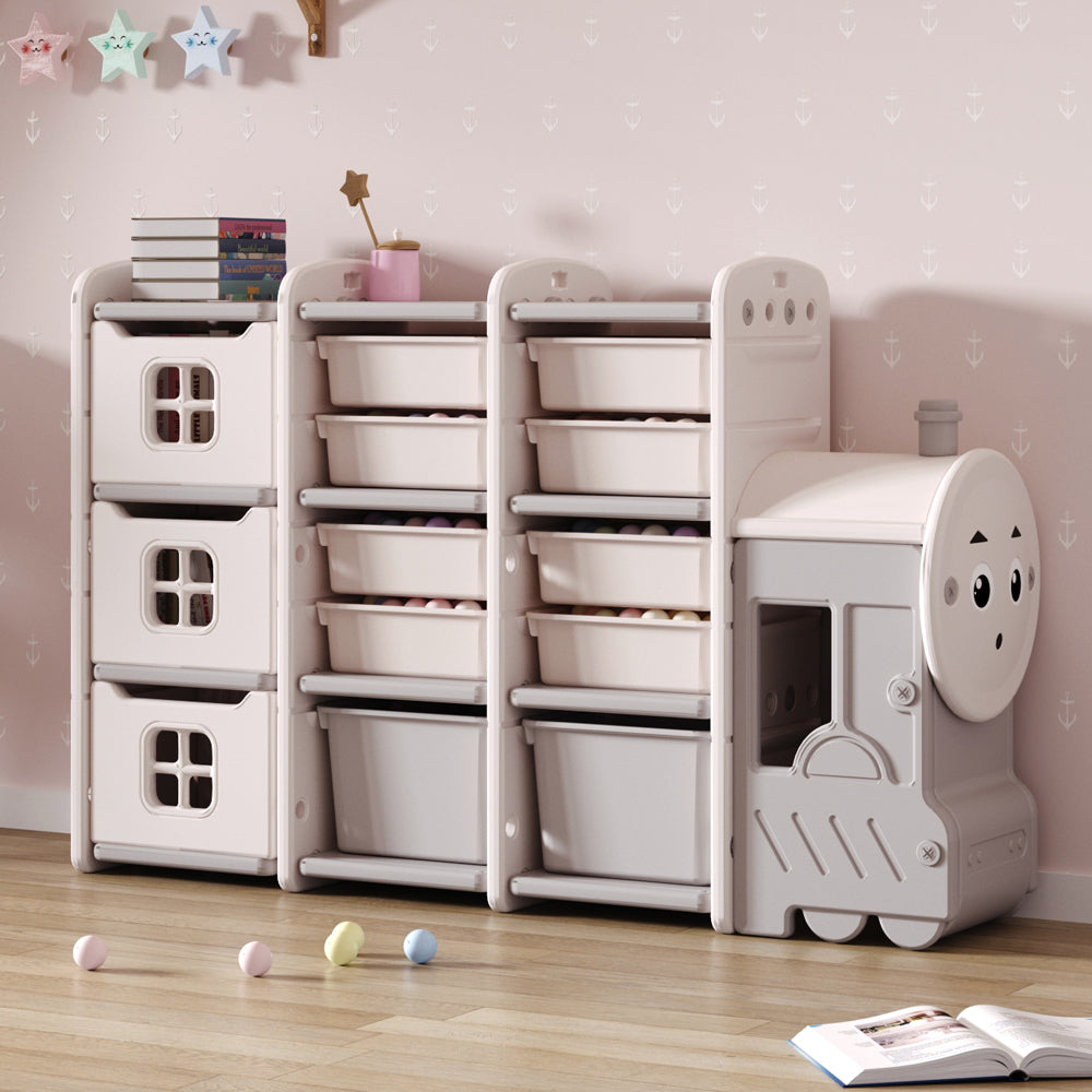 Kids Train Durable Storage Cabinet Multi Tier Drawers and Cabinets