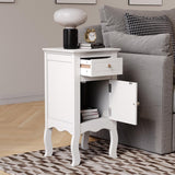 Wooden Bedside Table Nightstand with Drawer and Cabinet Storage