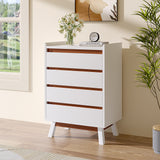 White 4 Drawer Chest Storage Cabinet with Pine Legs