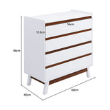 White 4 Drawer Chest Storage Cabinet with Pine Legs