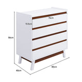 White 4 Drawer Storage Chest with Pine Wood Legs