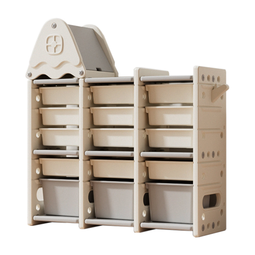 5 Tier Roof Design Kids Toy Storage Organizer with 15 Bins