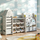 Large Kids Toy Storage Unit with 17 Bins & 4-Tier Treehouse Bookshelf