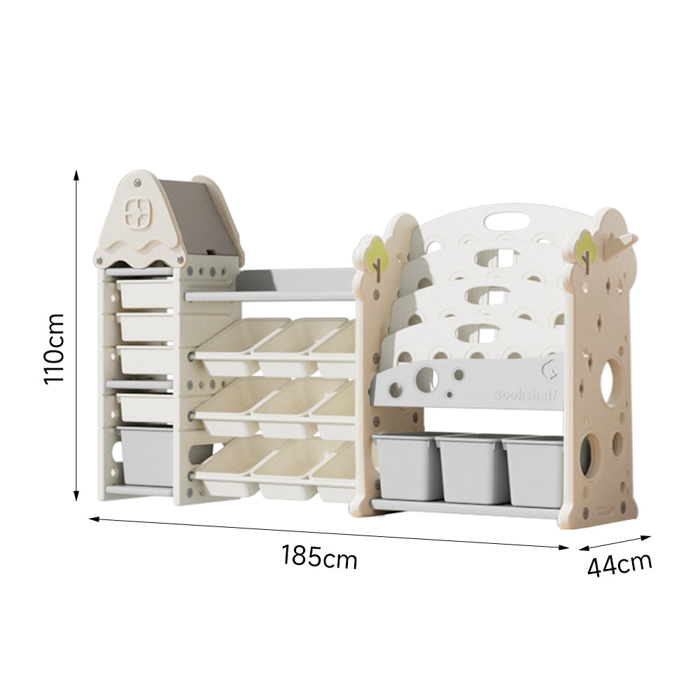 Large Kids Toy Storage Unit with 17 Bins & 4-Tier Treehouse Bookshelf