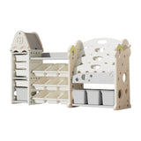 Large Kids Toy Storage Unit with 17 Bins & 4-Tier Treehouse Bookshelf