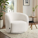 Teddy Fleece Swivel Tub Chair Cozy Barrel Back Accent Armchair