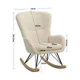 Sherpa Fleece Rocking Chair with Ergonomic High Back and Removable Cushion