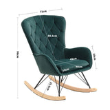 Chic Rocking Chair with Faux Wool Upholstery Adjustable Cushion Metal Frame