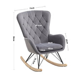 Chic Rocking Chair with Faux Wool Upholstery Adjustable Cushion Metal Frame