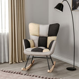 Elegant Rocking Chair Linen Upholstery Button Tufted Comfortable Seat