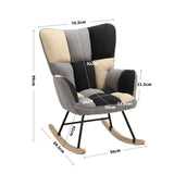 Elegant Rocking Chair Linen Upholstery Button Tufted Comfortable Seat