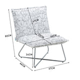 White Linen Upholstery Modern Accent Chair Chrome Frame