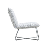 White Linen Upholstery Modern Accent Chair Chrome Frame