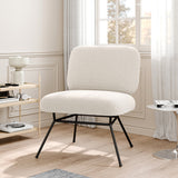 Nordic Faux Wool Accent Leisure Chair with Metal Frame