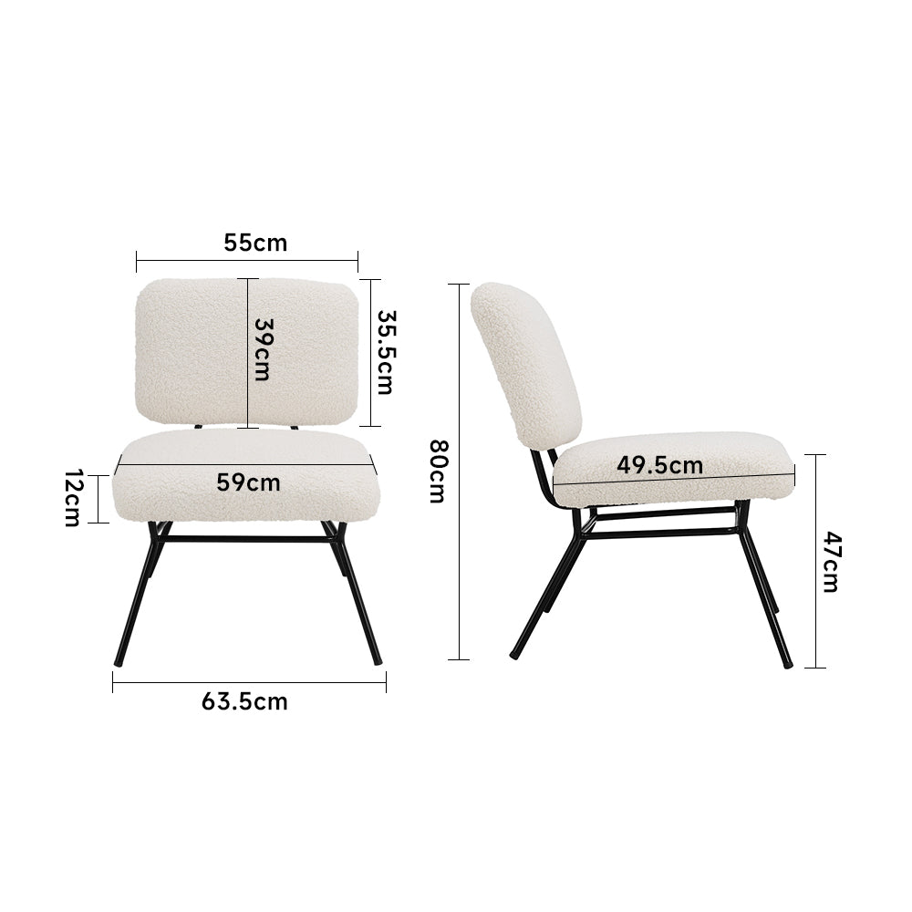 Nordic Faux Wool Accent Leisure Chair with Metal Frame